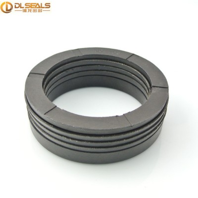 DLseals upper and lower ring  glass filled nylon middle ring Neoprene coated Fabric Vee packing